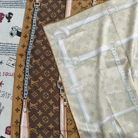 Louis Vuitton Monogram Pattern Silk Square Scarf - Picture 3 of 5